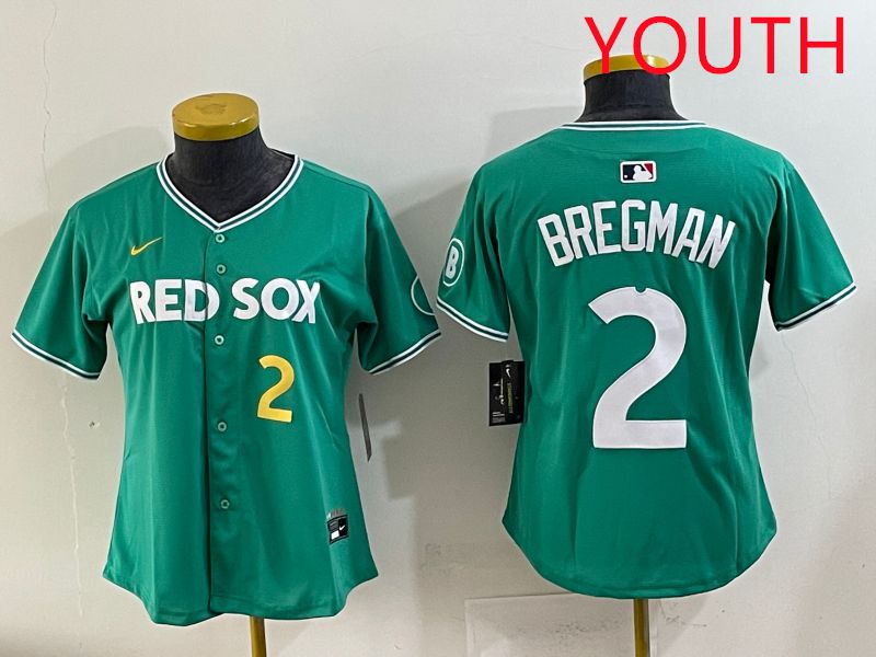 Youth 2025 Boston Red Sox #2 Bregman Dark Green Joint Name Nike MLB Jersey style 5